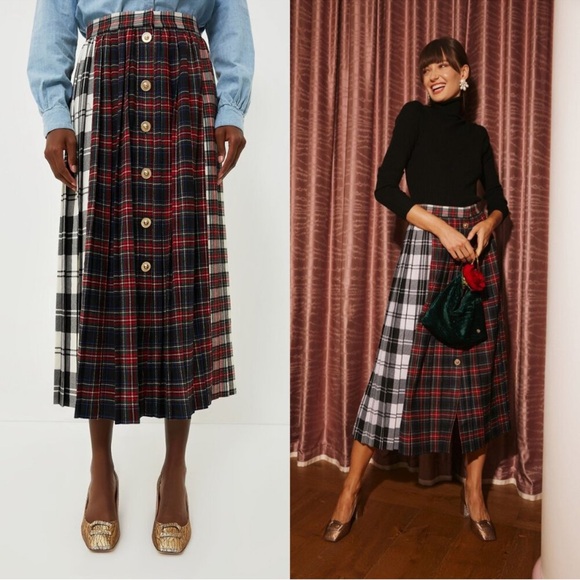 Hunter Bell Harlan Midi Skirt Mixed Plaid - Picture 4 of 10